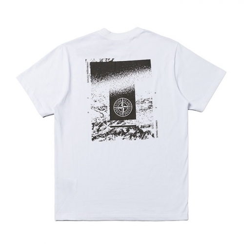 -ストーンアイランドメンズクルーネックコットン半袖Tシャツo0320ホワイト