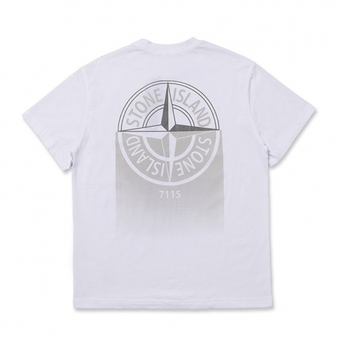 -ストーンアイランドメンズクルーネックコットン半袖Tシャツo0322ホワイト