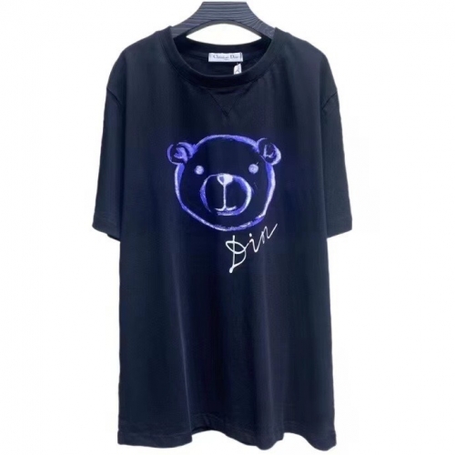 -ディオールユニセックスカジュアルクルーネック半袖Tシャツo01230ブラック