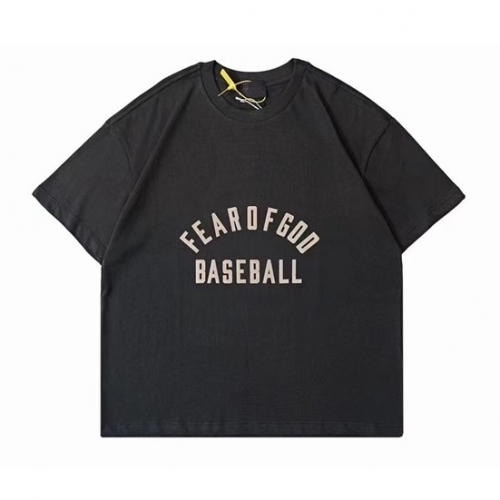 フィアオブゴッドユニセックスミニマルコットン半袖Tシャツa0270ブラック