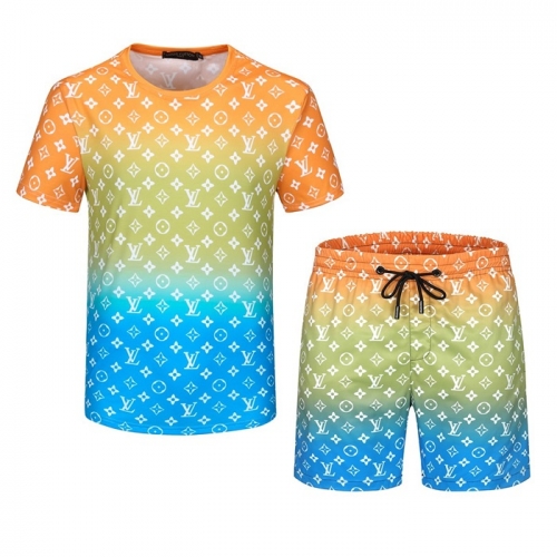 ルイヴィトンメンズカジュアル半袖トレーニングふく&ショートパンツu02823ブルー