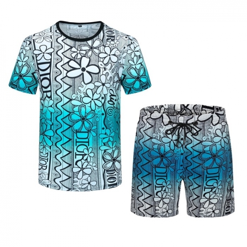 ディオールメンズカジュアル半袖トレーニングふく&ショートパンツo01231ブルー