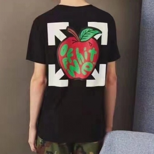 オフホワイトユニセックスプリントコットン半袖Tシャツf0724ブラック