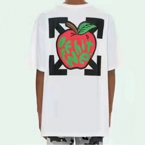 オフホワイトユニセックスプリントコットン半袖Tシャツf0720ホワイト