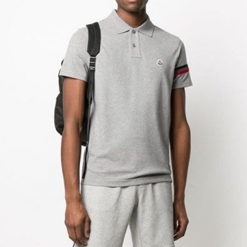 -モンクレールメンズクルーネック半袖Tシャツc02191グレー