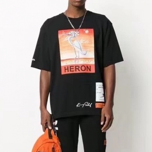 ヘロンプレストンメンズプリントオーバーサイズ半袖Tシャツn0034ブラック
