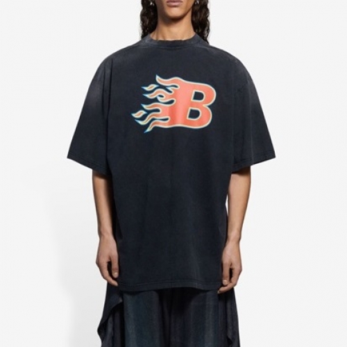 バレンシアガユニセックスコットン半袖Tシャツl01029ブラック