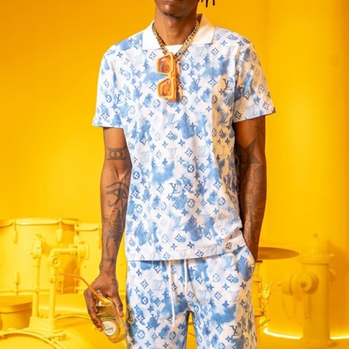 ルイヴィトンユニセックス半袖Tシャツu02839ブルー