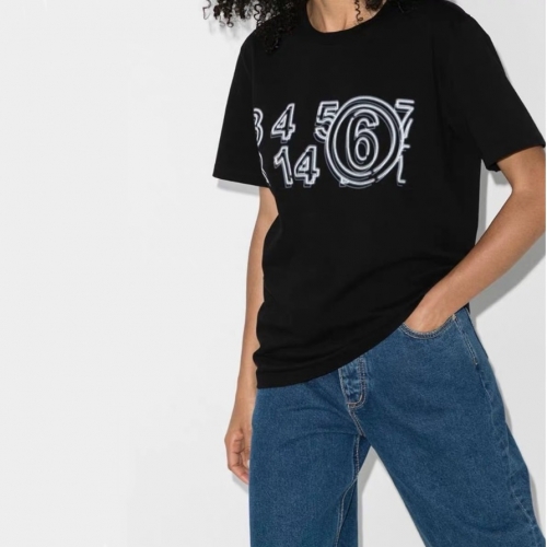 メゾンマルジェラユニセックスプリントコットン半袖Tシャツi0040ブラック