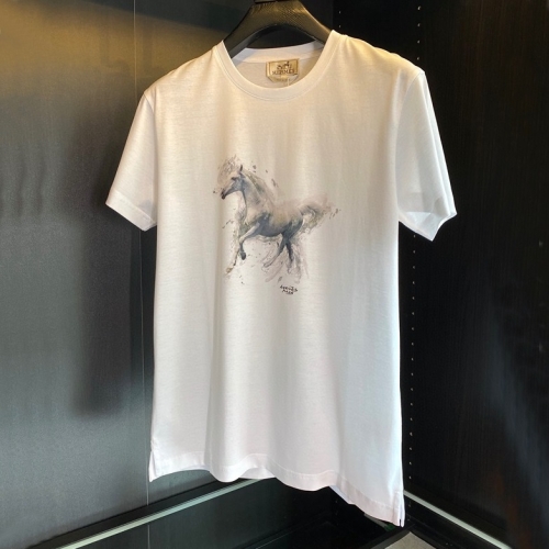 -エルメスメンズクルーネック半袖Tシャツr0645ホワイト