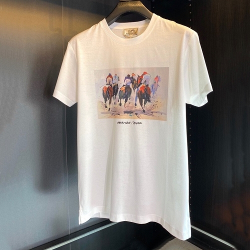 -エルメスメンズクルーネック半袖Tシャツr0648ホワイト