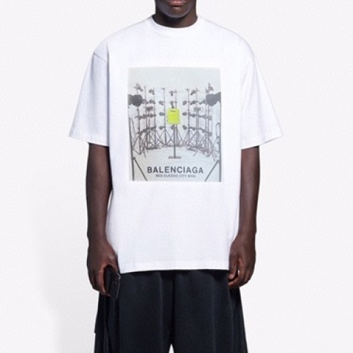 バレンシアガユニセックスコットン半袖Tシャツl01032ホワイト