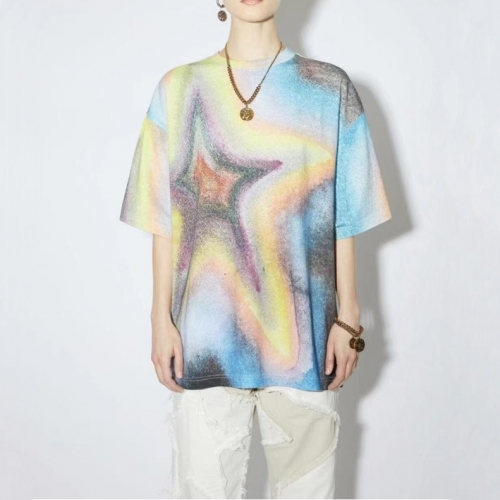 アクネストゥディオズユニセックスコットン半袖Tシャツn0125ブルー