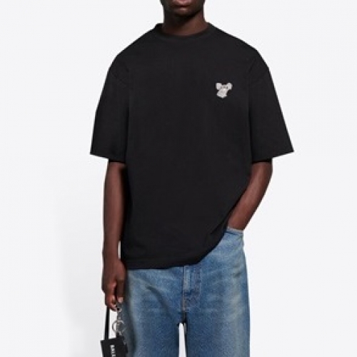 バレンシアガユニセックスコットン半袖Tシャツl01037ブラック