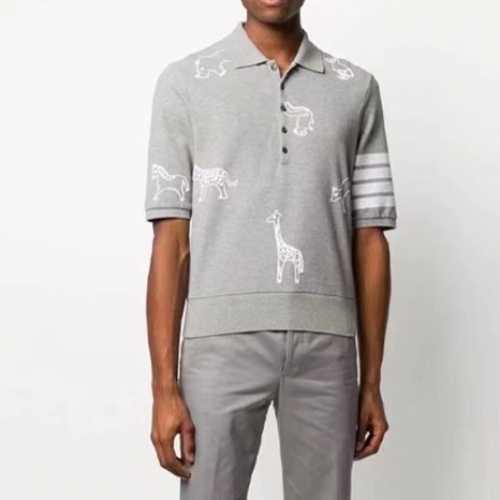 トムブラウンメンズカジュアル半袖Tシャツm01263グレー