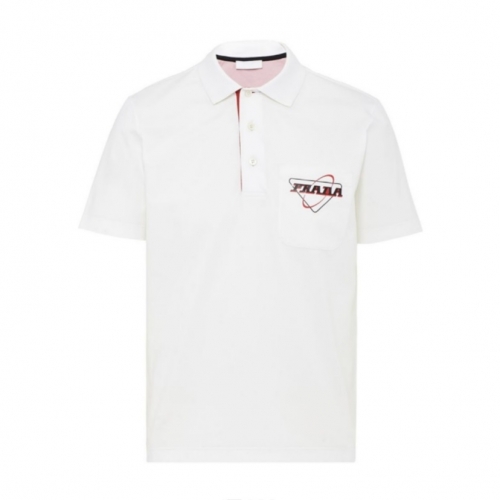 プラダメンズベーシックポロ半袖Tシャツa02259ホワイト