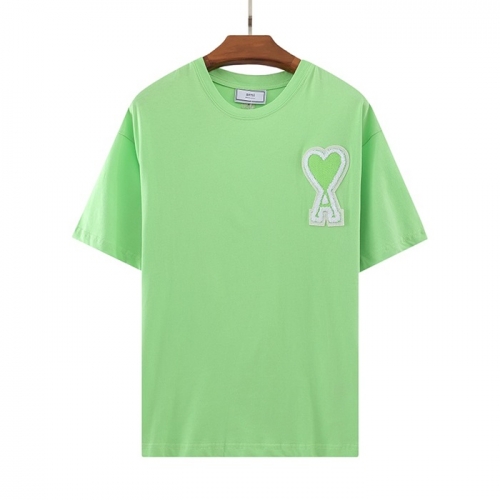 アミユニセックスコットンカジュアル半袖Tシャツ0114グリーン
