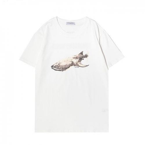 バレンシアガユニセックスコットン半袖Tシャツl01042ホワイト