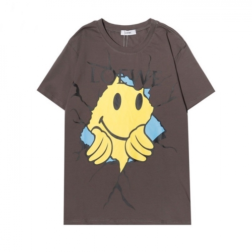 ロエベメンズスマイル半袖Tシャツe0419グレー