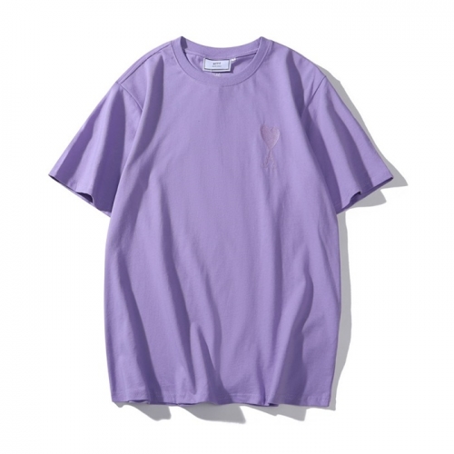 アミユニセックスコットンカジュアル半袖Tシャツ0121パープル