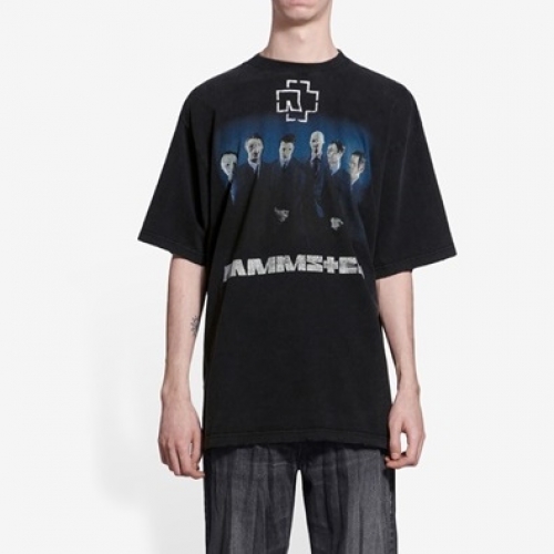 バレンシアガユニセックスコットン半袖Tシャツl01049ブラック