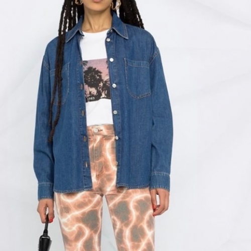 サンローランユニセックスコットン半袖Tシャツl0117ホワイト