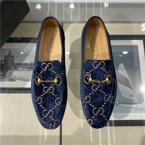 ,S1482グッチメンズレザーローファー,ネイビー