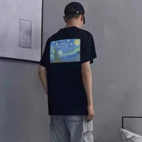 フィアオブゴッドユニセックスミニマルコットン半袖Tシャツa0275ブラック