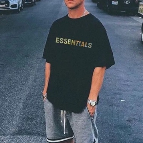 フィアオブゴッドユニセックスミニマルコットン半袖Tシャツa0276ブラック