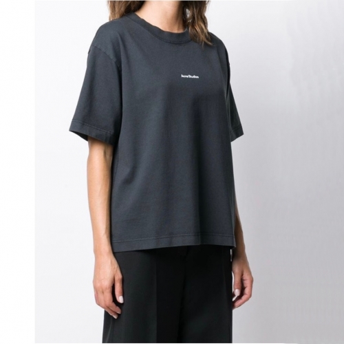 アクネストゥディオズユニセックスコットン半袖Tシャツn0126グレー