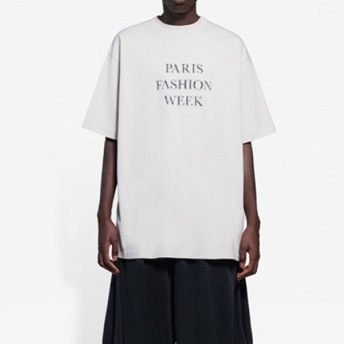 バレンシアガユニセックスコットン半袖Tシャツl01065ベージュ