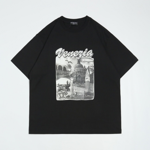 バレンシアガユニセックスコットン半袖Tシャツl01067ブラック