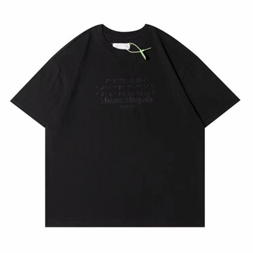 メゾンマルジェラユニセックスプリントコットン半袖Tシャツi0049ブラック