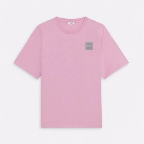 セリーヌユニセックスコットン半袖Tシャツl0120ピンク