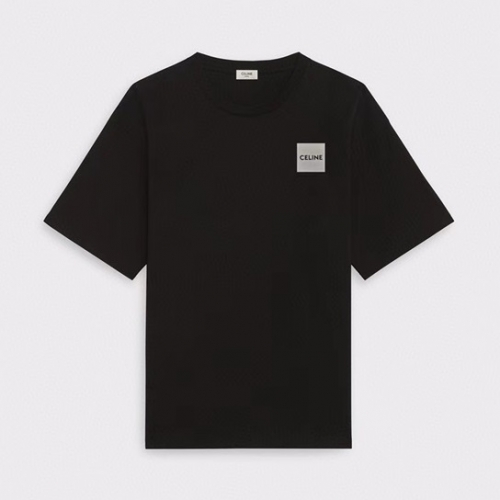 セリーヌユニセックスコットン半袖Tシャツl0121ブラック