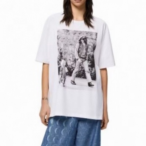 ロエベユニセックススマイル半袖Tシャツe0420ホワイト