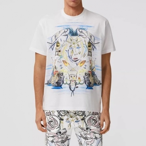 バーバリーメンズコットン半袖Tシャツr03881ホワイト