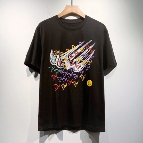 トレンディ-ディオールユニセックスカジュアルクルーネック半袖Tシャツo01252ブラック