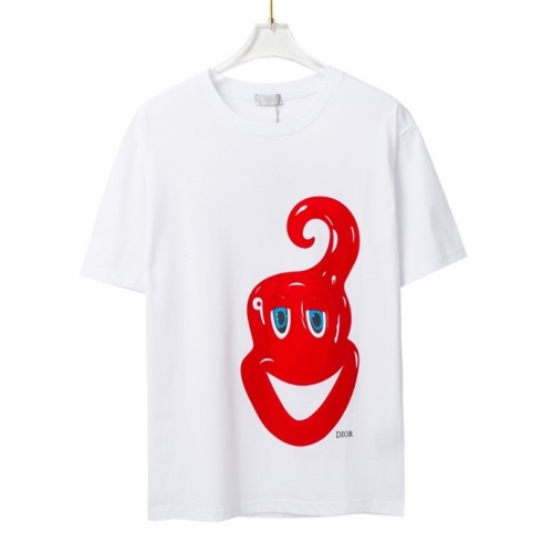 -ディオールユニセックスカジュアルクルーネック半袖Tシャツo01263ホワイト