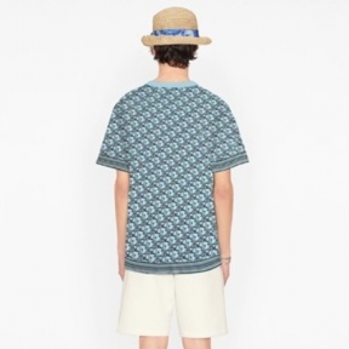 -ディオールユニセックスカジュアルクルーネック半袖Tシャツo01269ブルー
