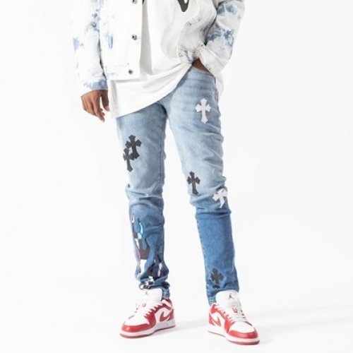 クロムハーツ1メンズカジュアルデニムジーンズr0374ブルー