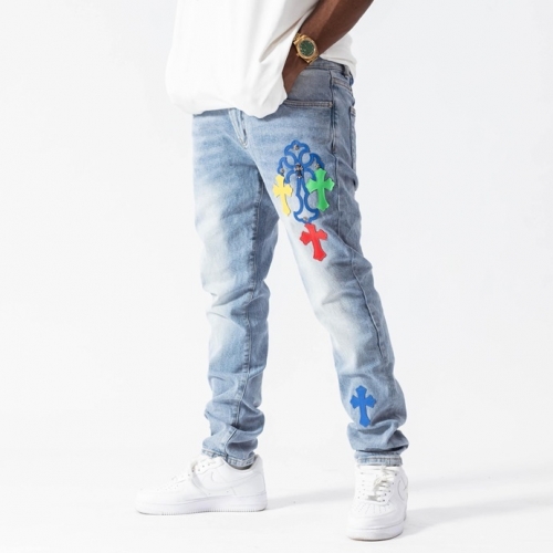 クロムハーツ1メンズカジュアルデニムジーンズr0375ブルー