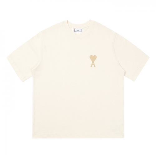 アミユニセックスコットンカジュアル半袖Tシャツ0140アイボリー