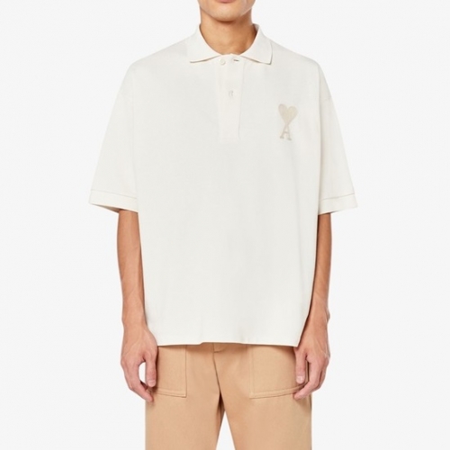 アミユニセックスコットンカジュアル半袖Tシャツ0145アイボリー