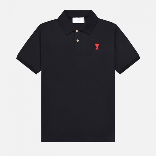 アミユニセックスコットンカジュアル半袖Tシャツ0151ブラック