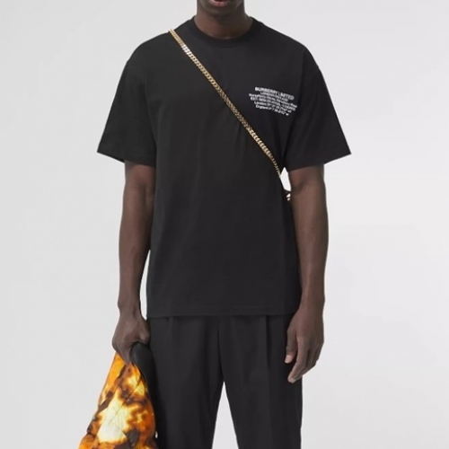 バーバリーユニセックスコットン半袖Tシャツr03996ブラック