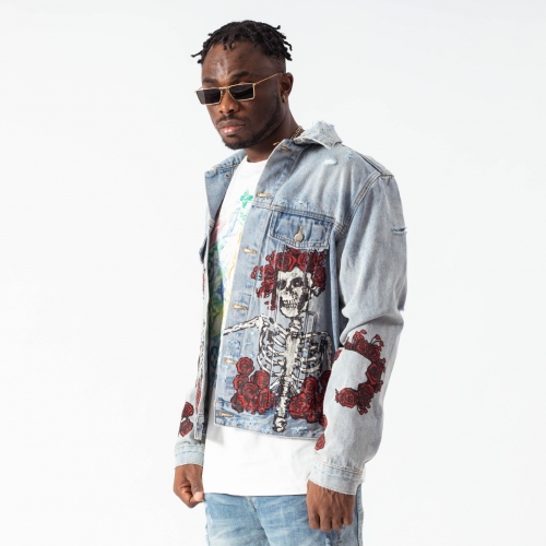 アミリメンズカジュアルデニムジャケット0147ブルー