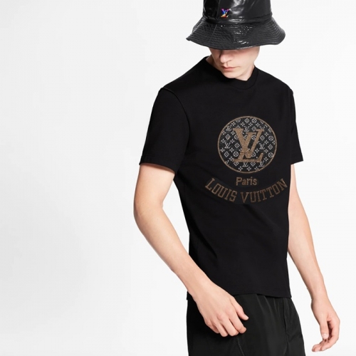ルイヴィトンユニセックス半袖Tシャツu02983ブラック
