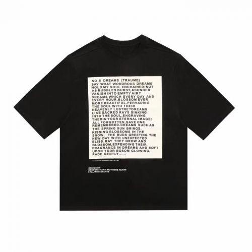 リックオウエンスメンズカジュアル半袖Tシャツc0101ブラック