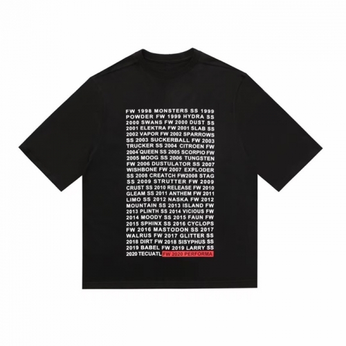 リックオウエンスメンズカジュアル半袖Tシャツc0103ブラック